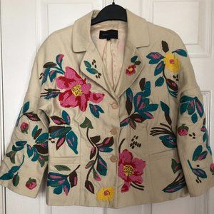 BCBG Max Azria Stunning Embroidered Jacket in Perfect Cond.; Sz L Fits Med/Small